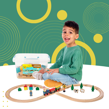 On Track USA Wooden Toy Train Tracks Set