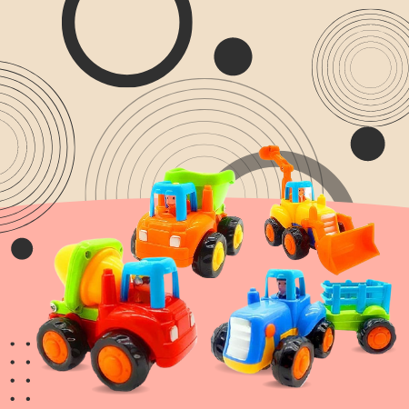 WIDELAND Push and Go Toy Trucks Construction Vehicles